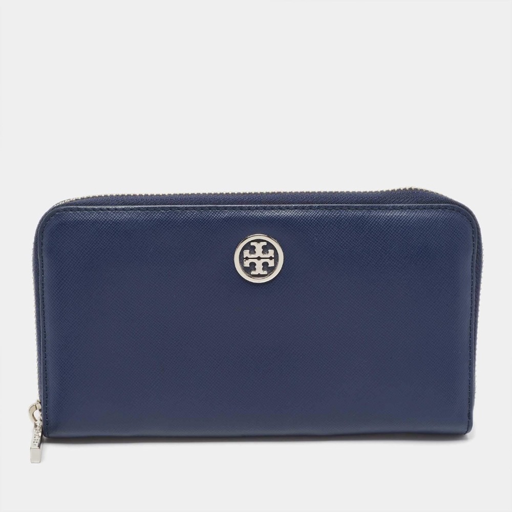 Tory Burch Navy Leather Robinson Medium Wallet